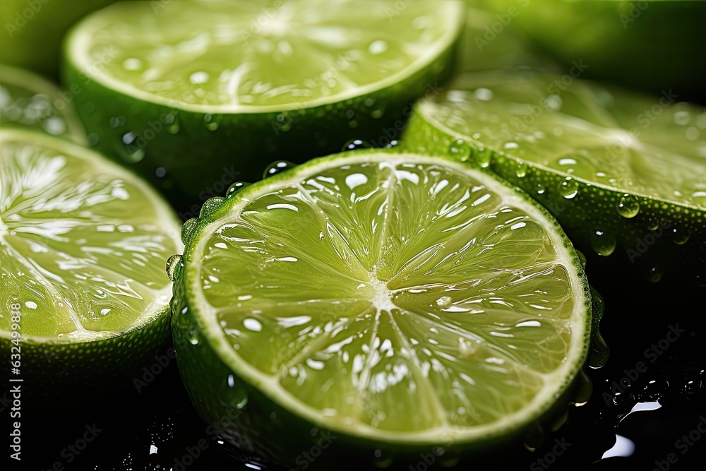 overlapping fresh green lime slices close up photo overlapping fresh green lime slices close up photo