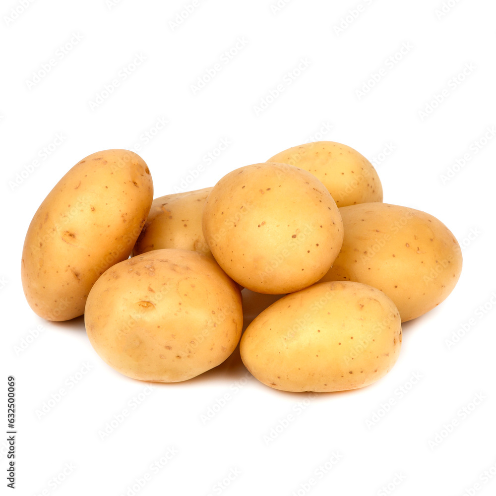 Washed potatoes on a white background Washed potatoes on a white background