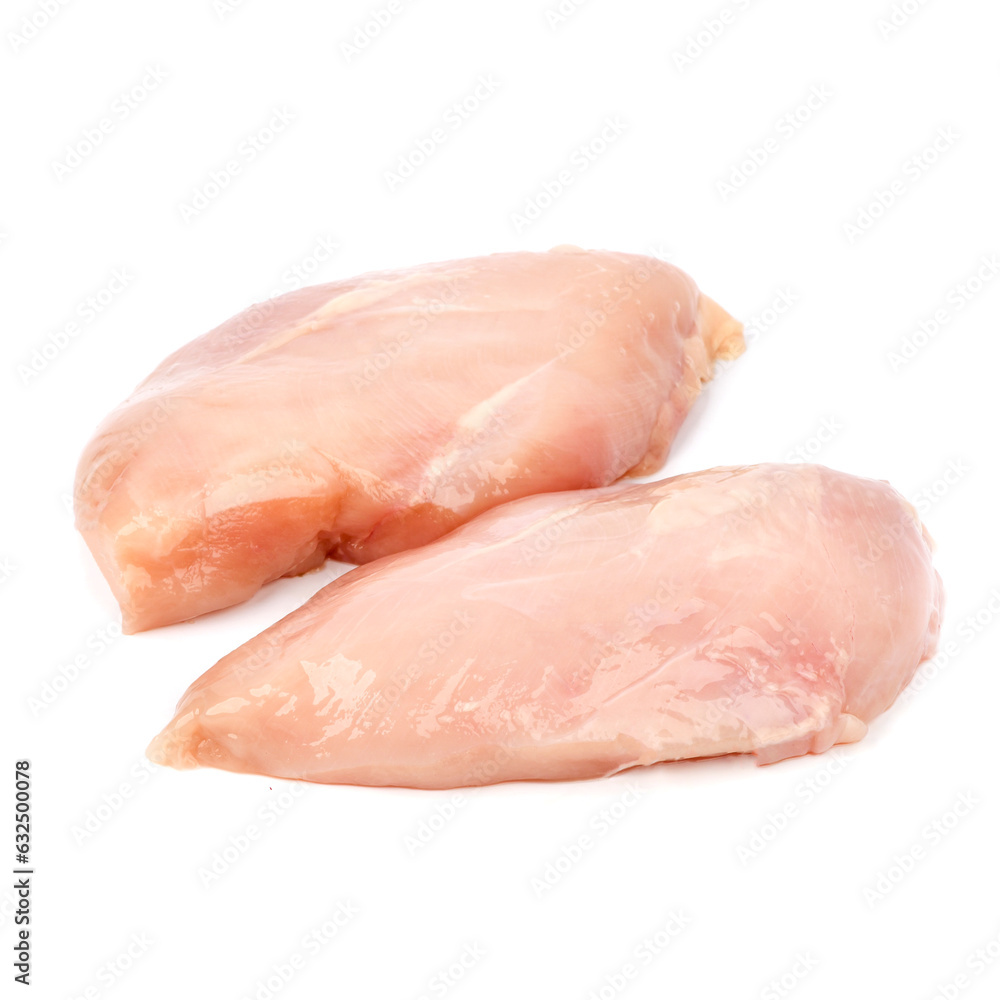 Halal chicken fillet on white background Halal chicken fillet on white background