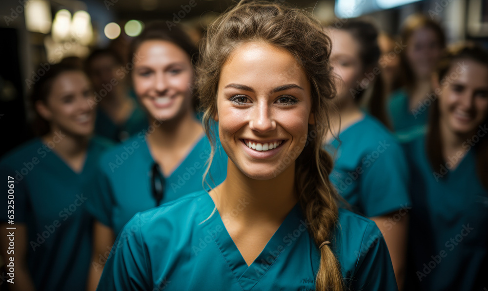 Diverse Medical Team: Young Nursing Student in Scrubs