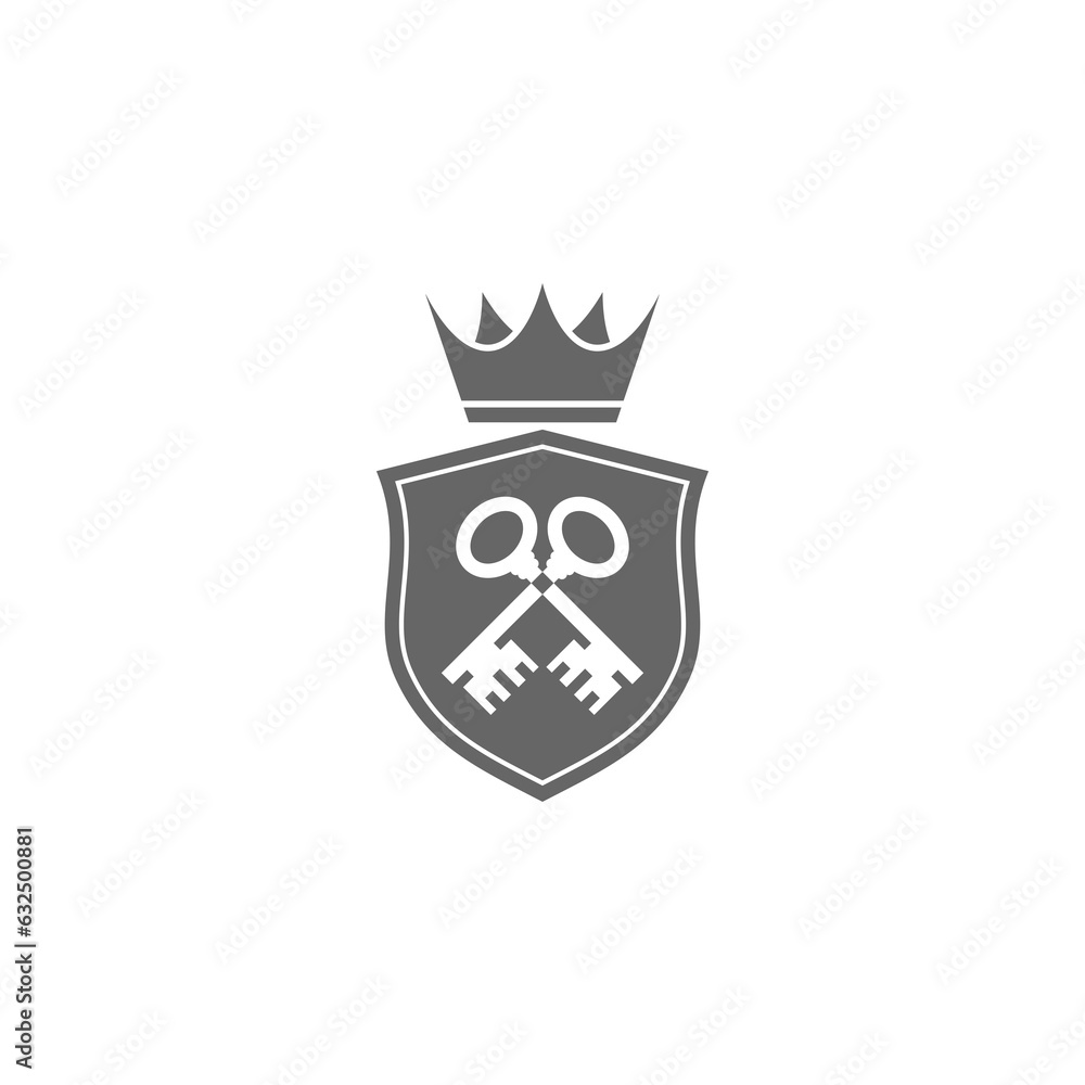 Shield crown key icon isolated on transparent background Shield crown key icon isolated on transparent background