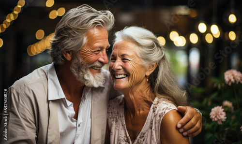 Indoor Fun: Happy Senior Couple Laughing
