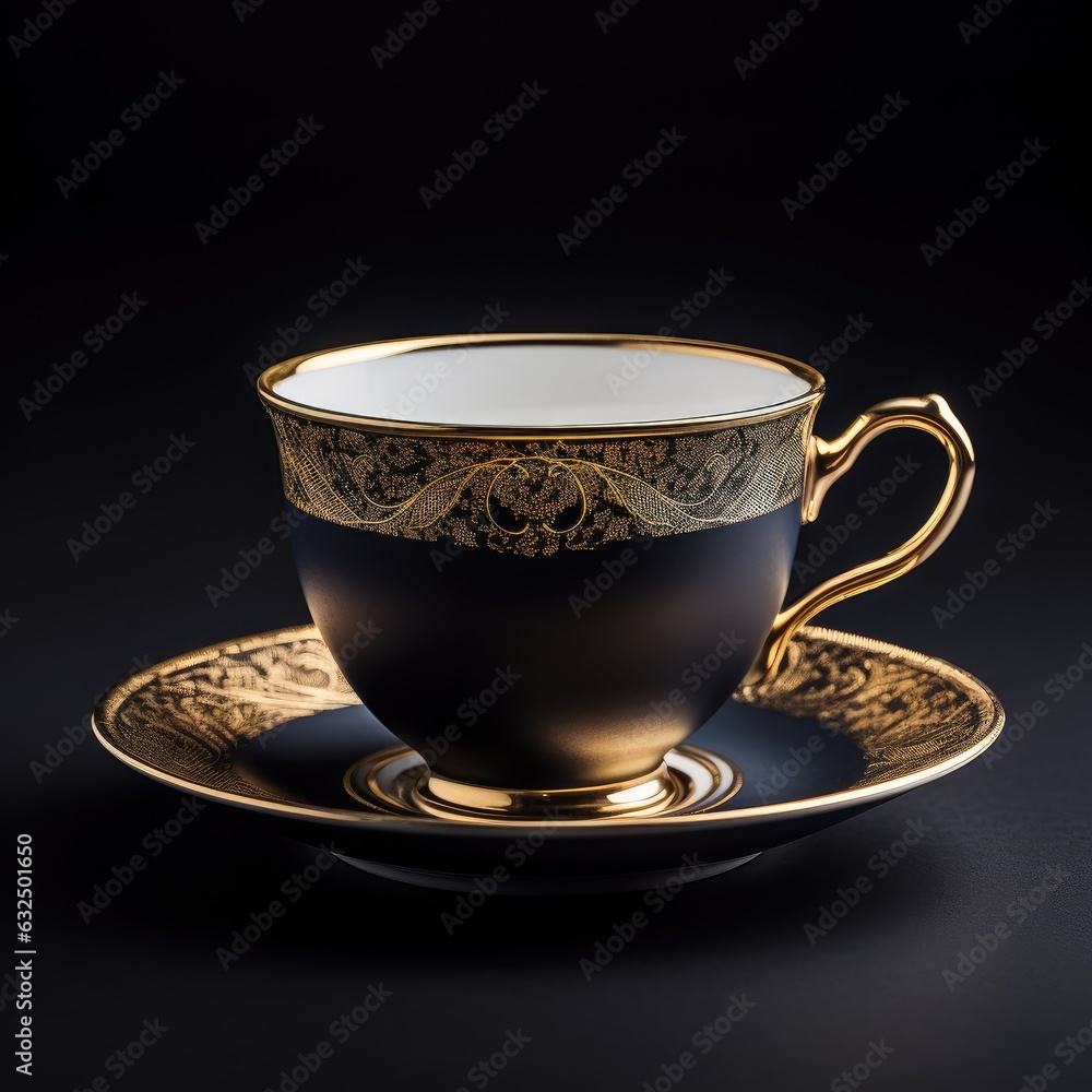 Antique Brass Luxury gold Tea party kit set isolated on black