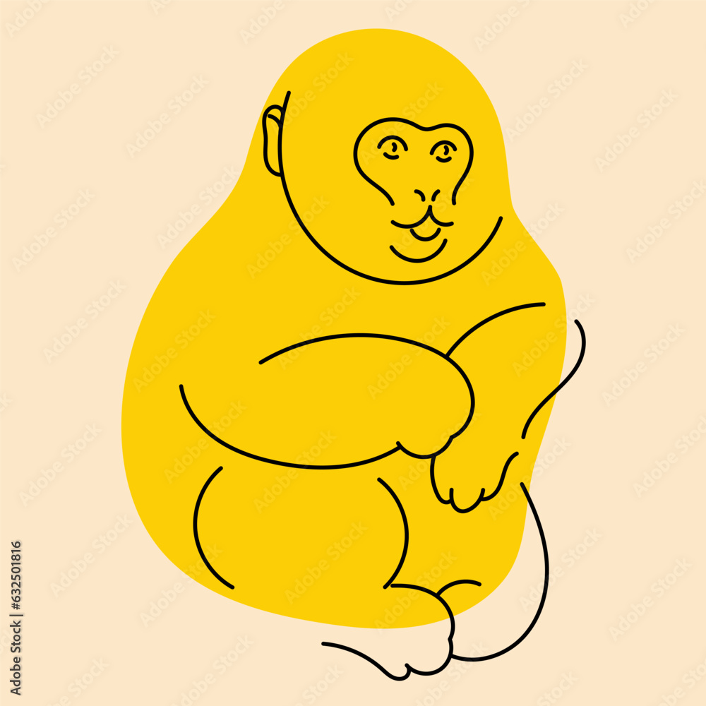 Monkey. Avatar, badge, poster, logo templates, print. Vector illustration in flat cartoon style