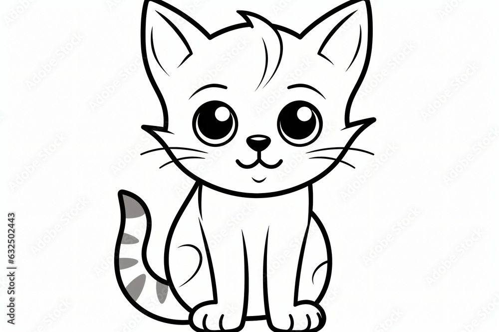 A delightful printable black-and-white coloring page of a cat for kids. A delightful printable black-and-white coloring page of a cat for kids.