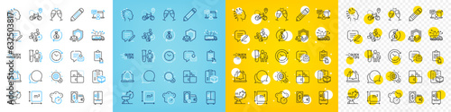 Vector icons set of Education, Artificial intelligence and Pencil line icons pack for web with Cogwheel, Time change, Chat message outline icon. Medical analyzes, Puzzle, Write pictogram. Vector