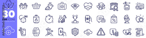 Shopping basket, Gas cylinder and Documents line icons pack. Air conditioning, Card, Coins web icon. Metro, Deflation, Coffee break pictogram. Communication, Leadership, New message. Vector