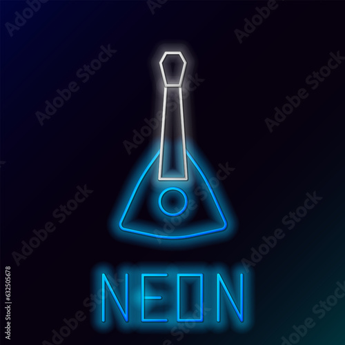 Glowing neon line Musical instrument balalaika icon isolated on black background. Colorful outline concept. Vector