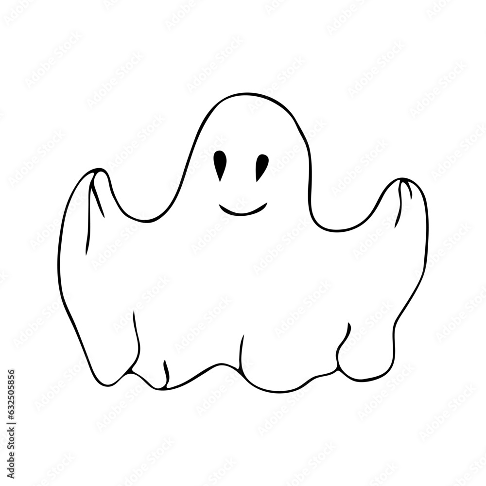 Vector clipart ghost in doodle style.Element for halloween holiday. Vector clipart ghost in doodle style.Element for halloween holiday.