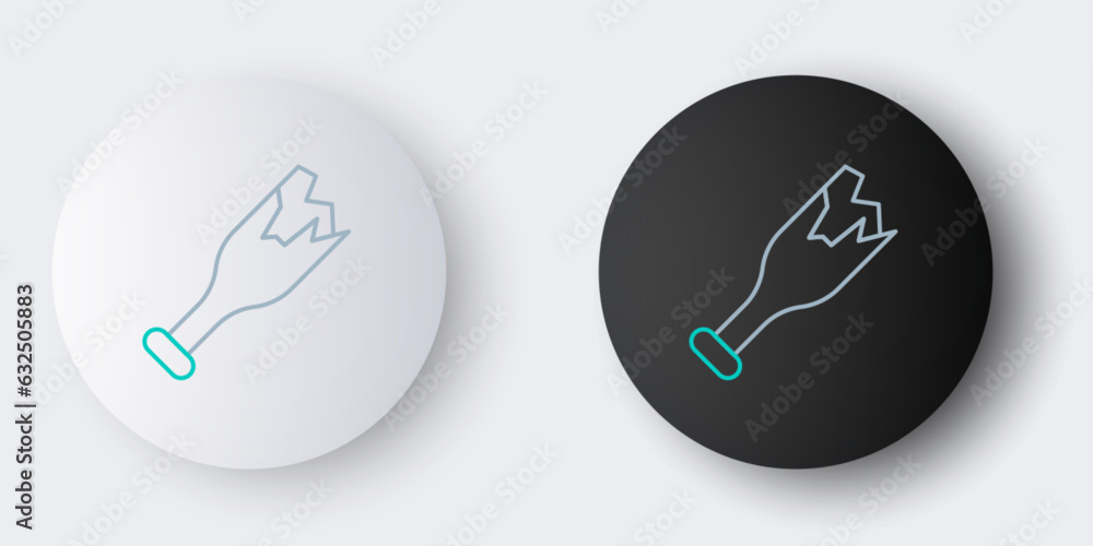 Line Broken bottle as weapon icon isolated on grey background. Colorful outline concept. Vector Line Broken bottle as weapon icon isolated on grey background. Colorful outline concept. Vector