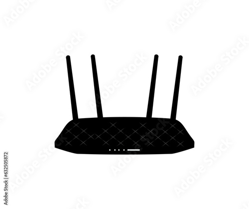 Wireless wi-fi black router with four antennas logo design. Modern Wi-Fi router for 5G vector design and illustration.


