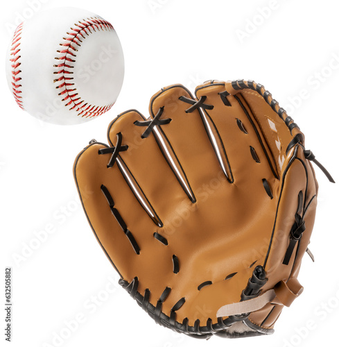 Canvas Print Sports equipment,Baseball glove and Baseball ball isolate on white background PNG File