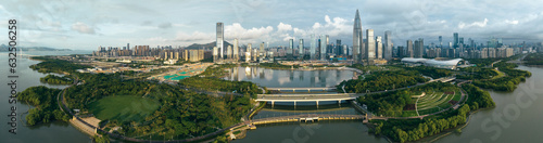  Aerial view of beautiful landscape in shenzhen bay,shenzhen city, China