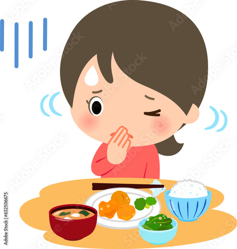 食事を拒否する女性、食欲不振