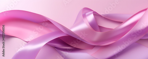 Soft smooth pink ribbon isolated on light pink background