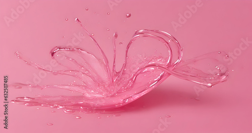 Pink water drops background. Generative AI art.