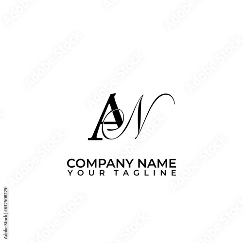 Letter AN initial vector logo with N cursive. Letter A and N logo monogram.