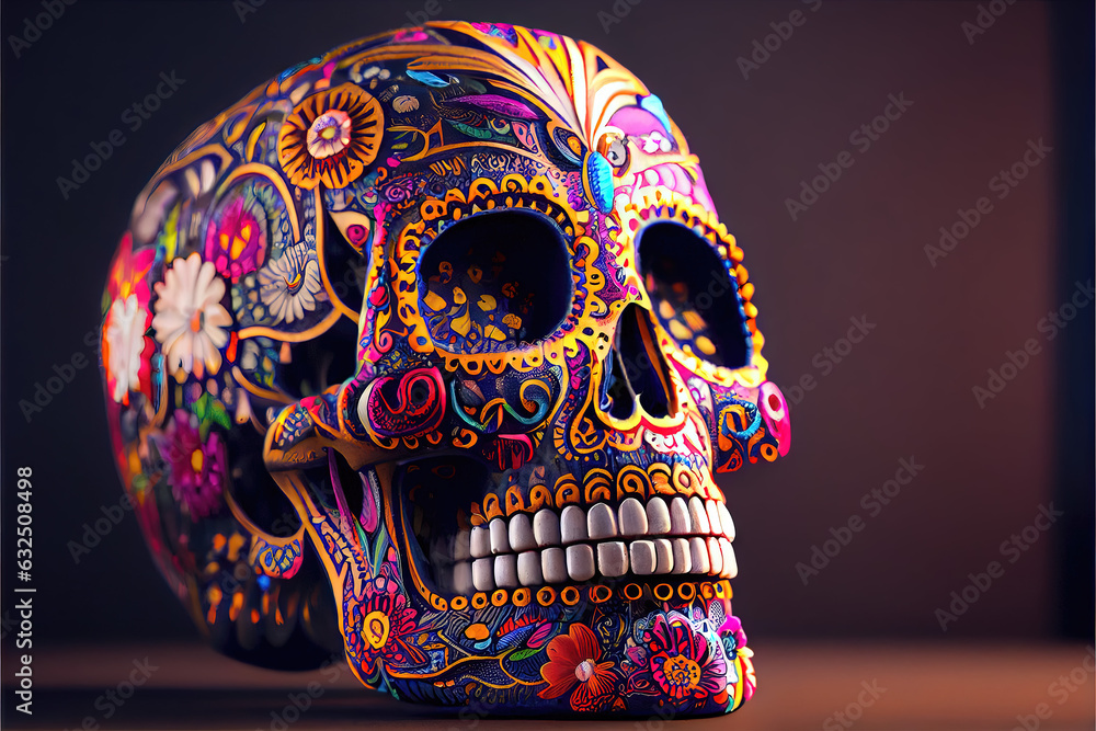 Generative AI Sugar Skull (Calavera) to celebrate Mexico's Day of the Dead (Dia de Los Muertos) Generative AI Sugar Skull (Calavera) to celebrate Mexico's Day of the Dead (Dia de Los Muertos)