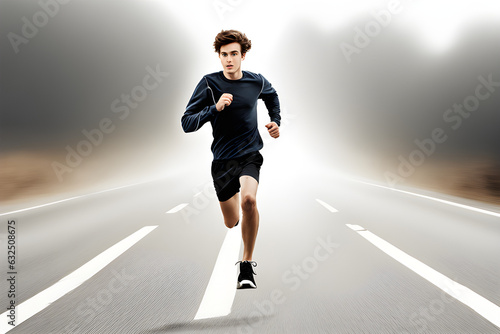 Running person-Sprinting athlete-Jogging scene-generativa AI