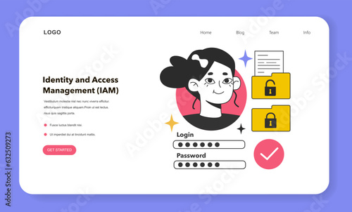 Identity and access management web banner or landing page. Secure data