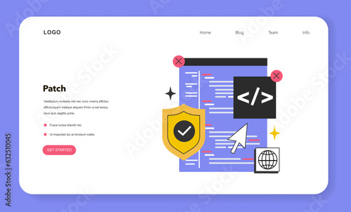 Patch software web banner or landing page. Operating system updates