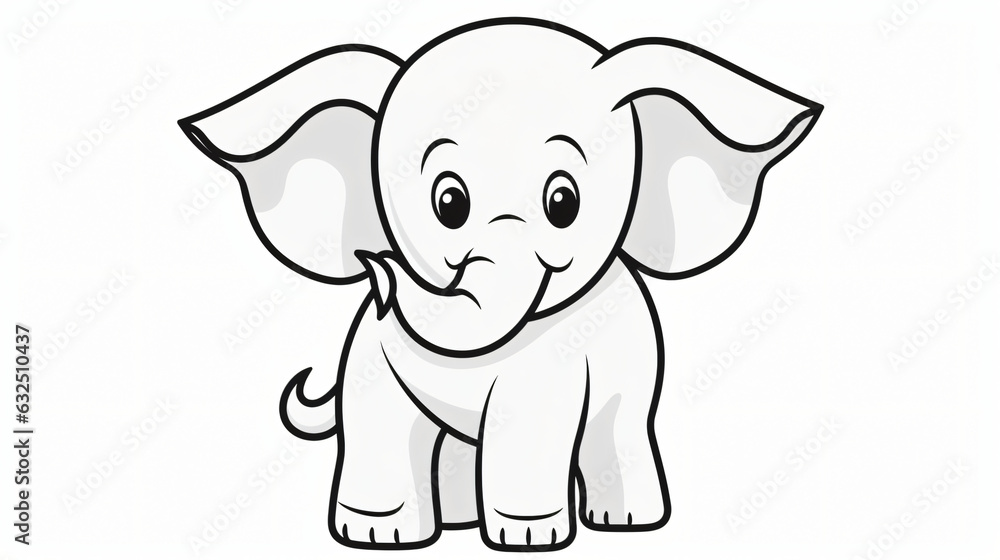 Naklejka premium Explore creativity with a printable black & white elephant coloring page.