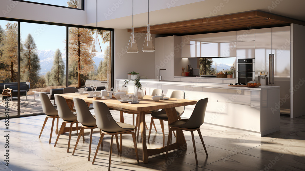 Elegance in Simplicity: Modern Minimalist Kitchen Retreat. Generative AI Elegance in Simplicity: Modern Minimalist Kitchen Retreat. Generative AI