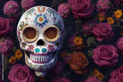 Generative AI Sugar Skull (Calavera) to celebrate Mexico's Day of the Dead (Dia de Los Muertos)