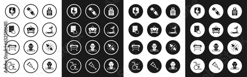 Set Intercom, Man without legs sitting wheelchair, Braille, Disabled, Treadmill machine, Prosthesis hand, Joint pain, knee pain and Stretcher icon. Vector