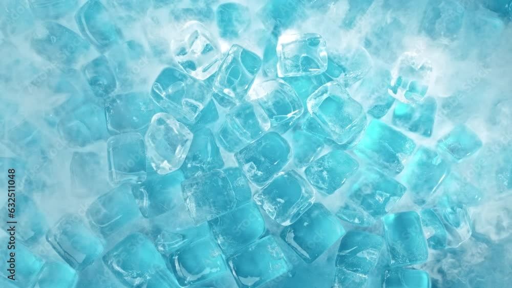 Super Slow Motion Shot of Freezing Ice Cubes Background with Fog Effect at 1000fps. Super Slow Motion Shot of Freezing Ice Cubes Background with Fog Effect at 1000fps.