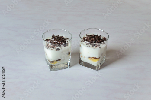 Dessert in portioned glasses
