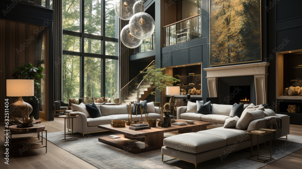 Elegant Haven: Designer Living Room Sanctuary. Generative AI Elegant Haven: Designer Living Room Sanctuary. Generative AI