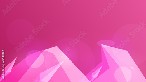 Low Polygon Pink Quartz Crystal Mountain Illustration Background with Soft Bokeh Lights