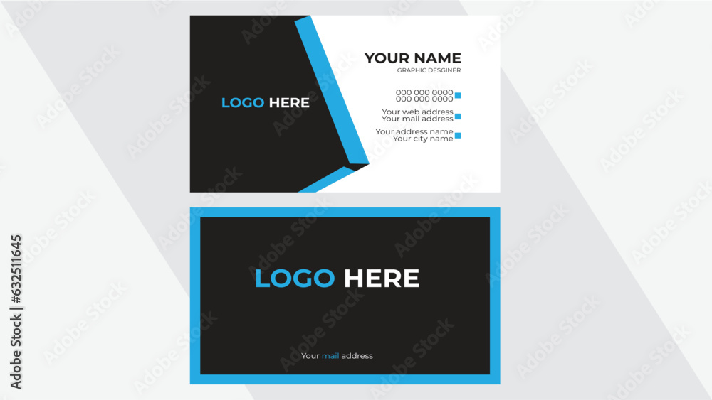 Business card print template design. Black color and simple clean layout.Business Card Template ...