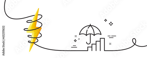 Inflation line icon. Continuous one line with curl. Rising prices sign. Economic protection symbol. Inflation single outline ribbon. Loop curve with energy. Vector