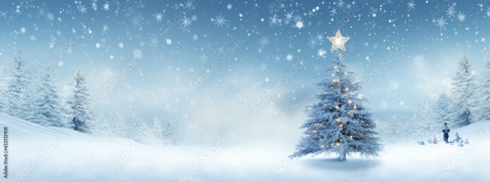 Beautiful Christmas card with a fir tree and snow with space for text. Generative AI Beautiful Christmas card with a fir tree and snow with space for text. Generative AI
