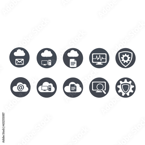 Cloud Computing - vector icon set. Pixel perfect. Editable stroke. The set contains icons: Cloud Computing, Data Analyzing, Data Center, Internet of Things.