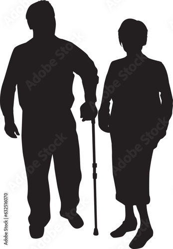 Senior couple, conceptual silhouettes.