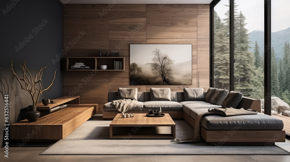 Fototapeta premium Simplicity Redefined: Contemporary Minimal Bedroom Decor with Upholstered Bed. Generative AI