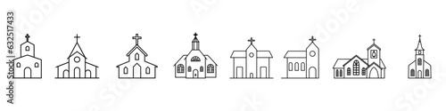 Church icon vector set. Religion illustration sign collection. Temple symbol. Christianity logo.