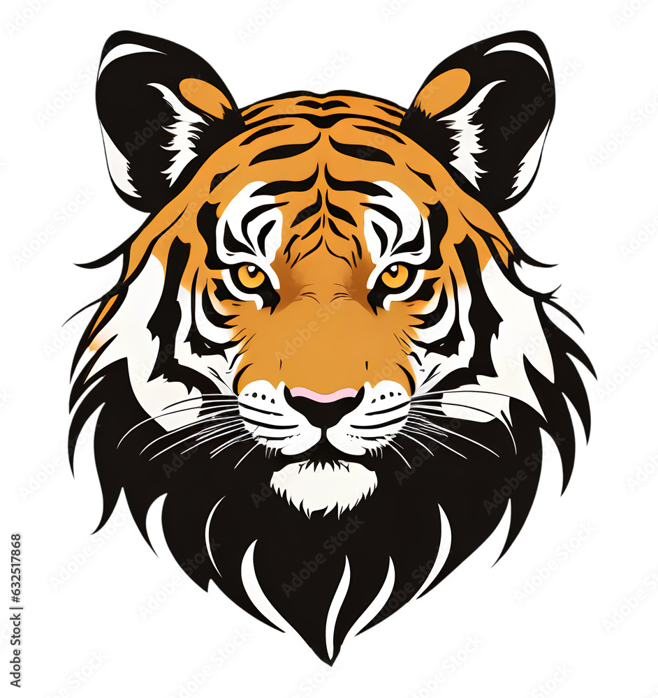 Colorful logo, tiger head illustration, T-shirt design, concise and stylish sticker for printing Colorful logo, tiger head illustration, T-shirt design, concise and stylish sticker for printing