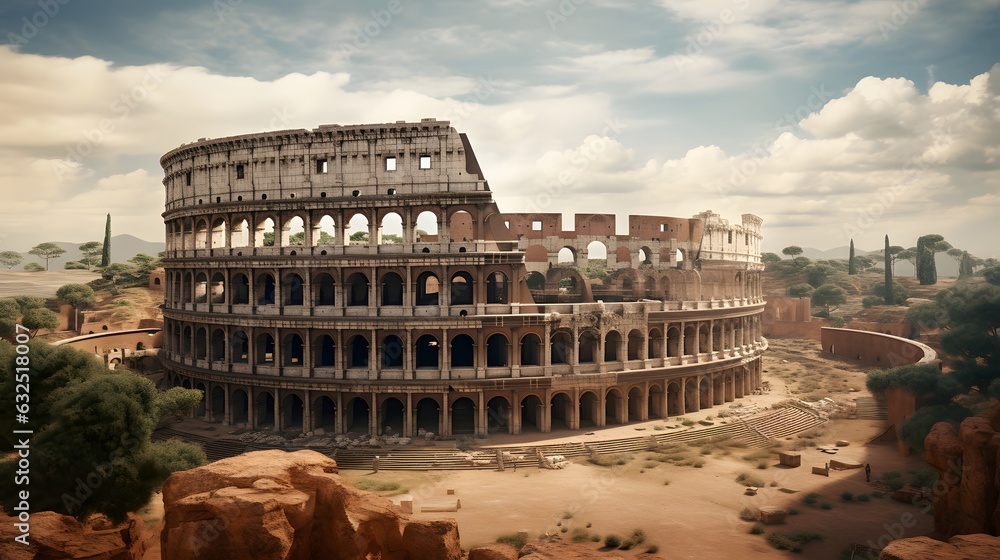 Illustration of beautiful view of Rome, Italy Colosseum.