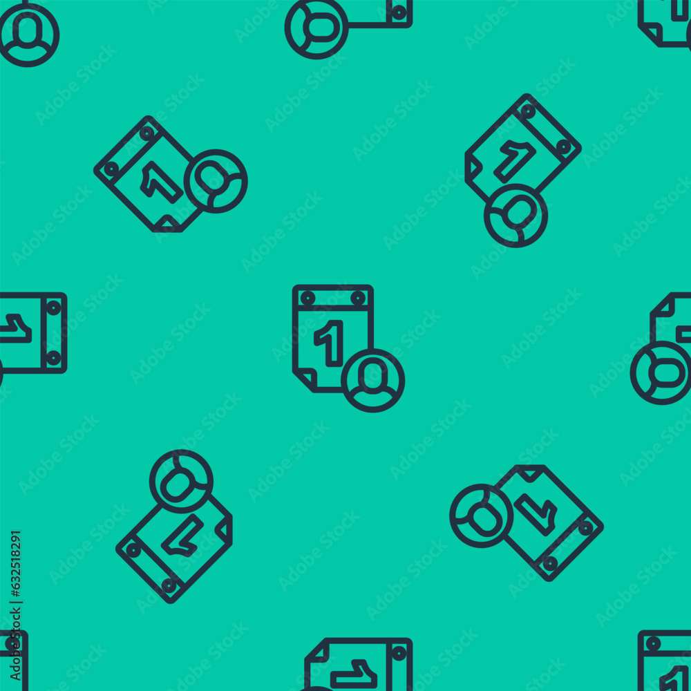 Blue line Time management icon isolated seamless pattern on green background. Productivity symbol. Vector Blue line Time management icon isolated seamless pattern on green background. Productivity symbol. Vector