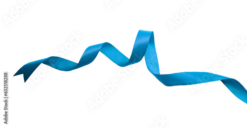 A large blue ribbon to be used as a birthday or Christmas banner, border or making presents isolated against a transparent background