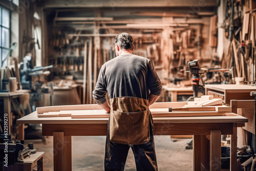 In the skilled hands of a carpenter, a workshop comes alive with the art of woodcraft. With passion and precision, the craftsman wields tools, transforming raw materials into exquisite creations.