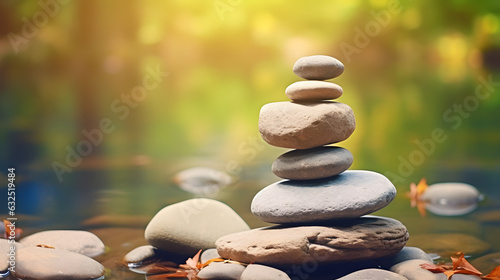 Garden of Equilibrium Balanced Stones in Tranquility
