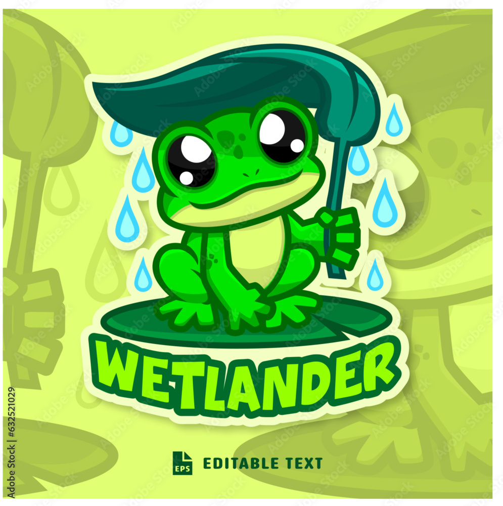 Cute Green Frog Logo Mascot