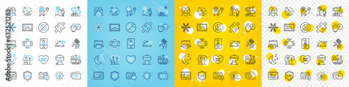 Vector icons set of Love tickets, Deckchair and Game console line icons pack for web with Grill, Travel calendar, Crane claw machine outline icon. Photo, Nice girl, Snowflake pictogram. Vector
