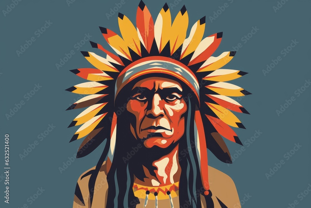 Native American day vector icon. Beautiful illustration picture. Generative AI