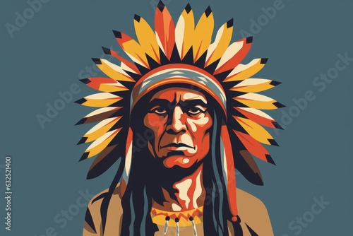 Native American day vector icon. Beautiful illustration picture. Generative AI